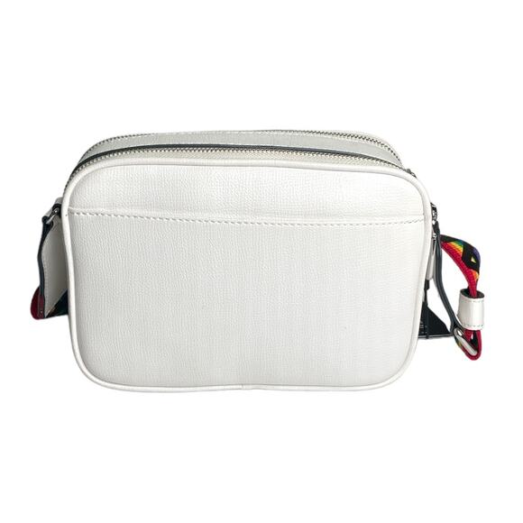 Karl Lagerfeld Maybelle Pebble Leather Pride Strap Purse White Rainbow - Picture 2 of 7